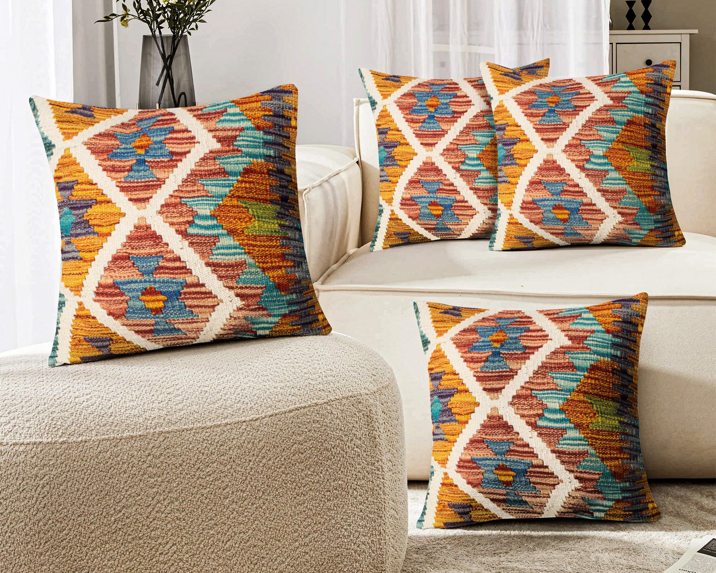 Set of 4 Vintage Wool Kilim Pillow - KC 2063 4