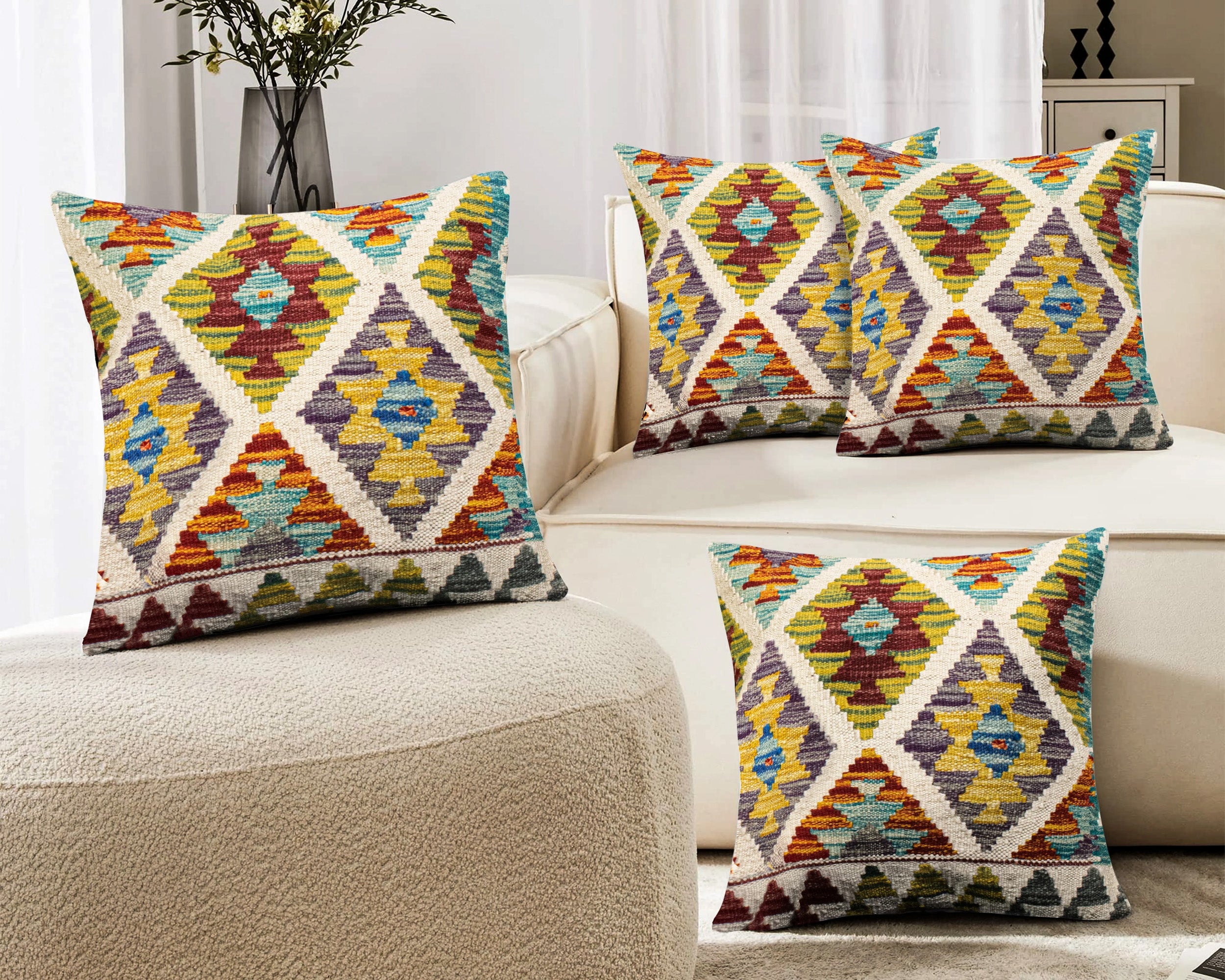 Set of 4 Vintage Wool Kilim Pillow - KC 2069 4