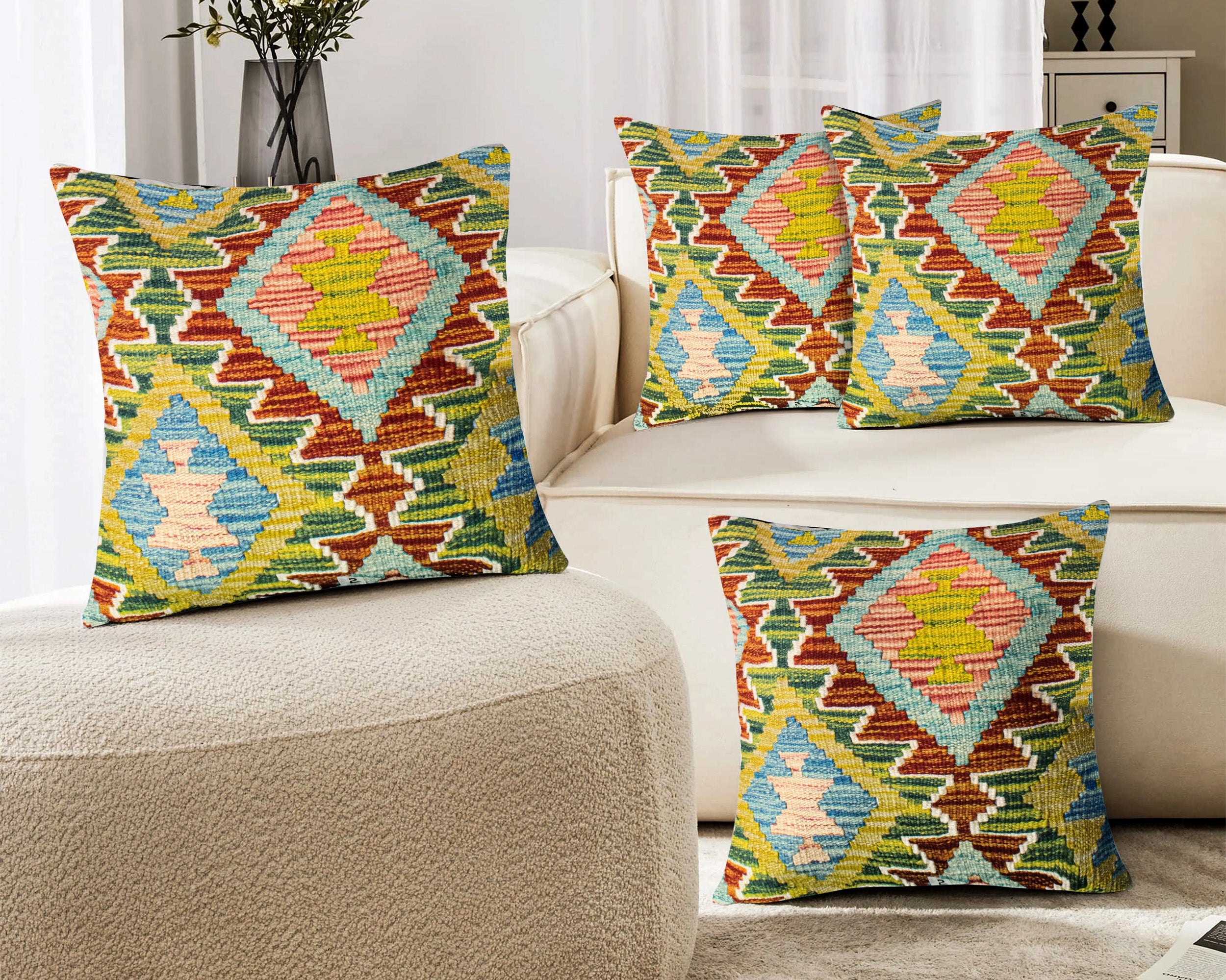 Set of 4 Vintage Wool Kilim Pillow - KC 2072 4