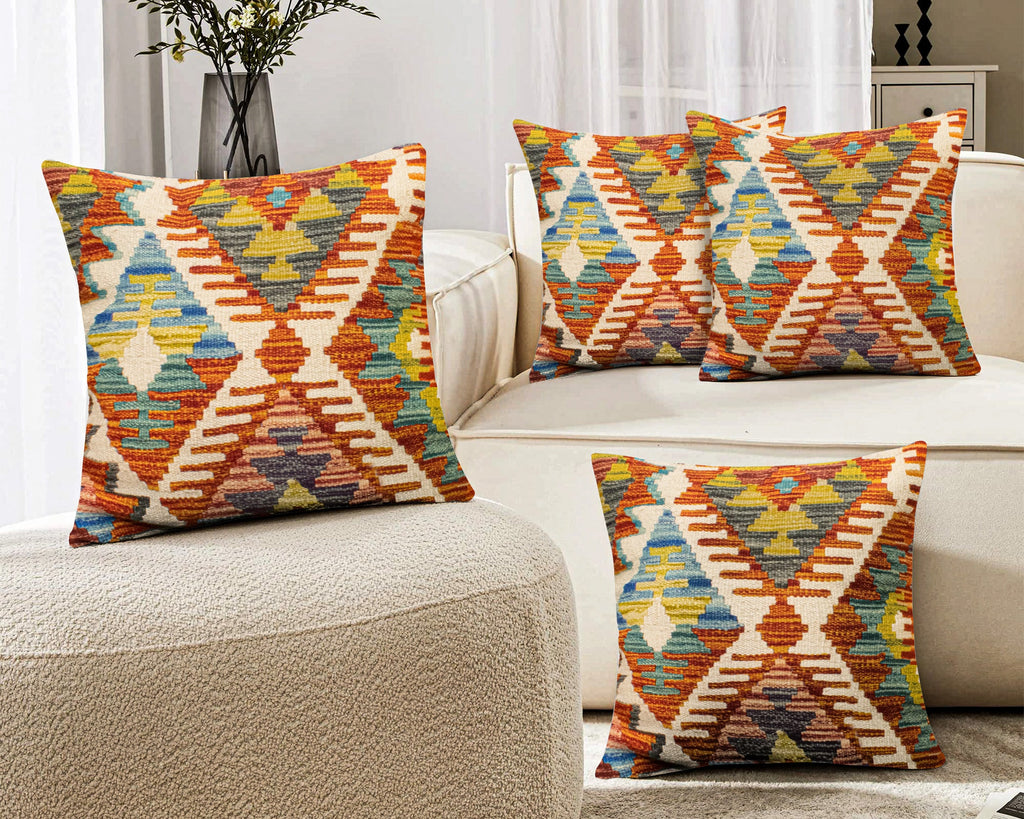 Set of 4 Vintage Wool Kilim Pillow - KC 2073 4