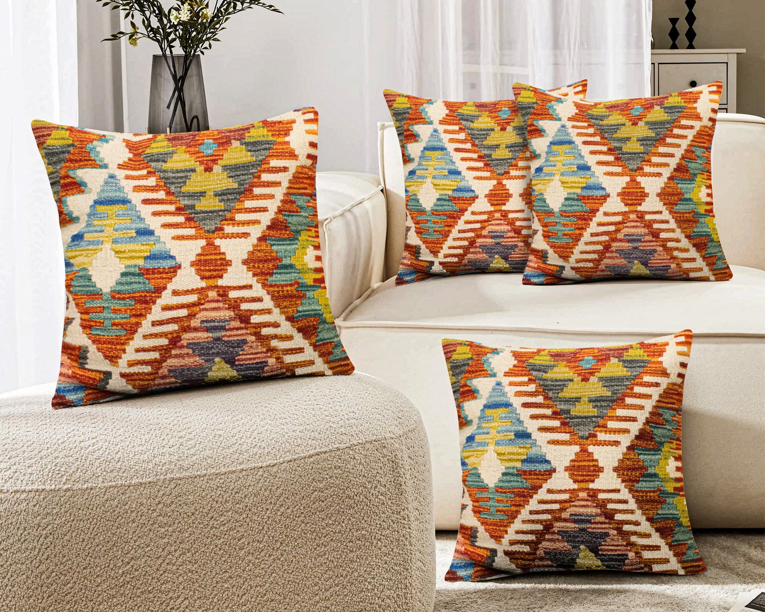 Set of 4 Vintage Wool Kilim Pillow - KC 2073 4