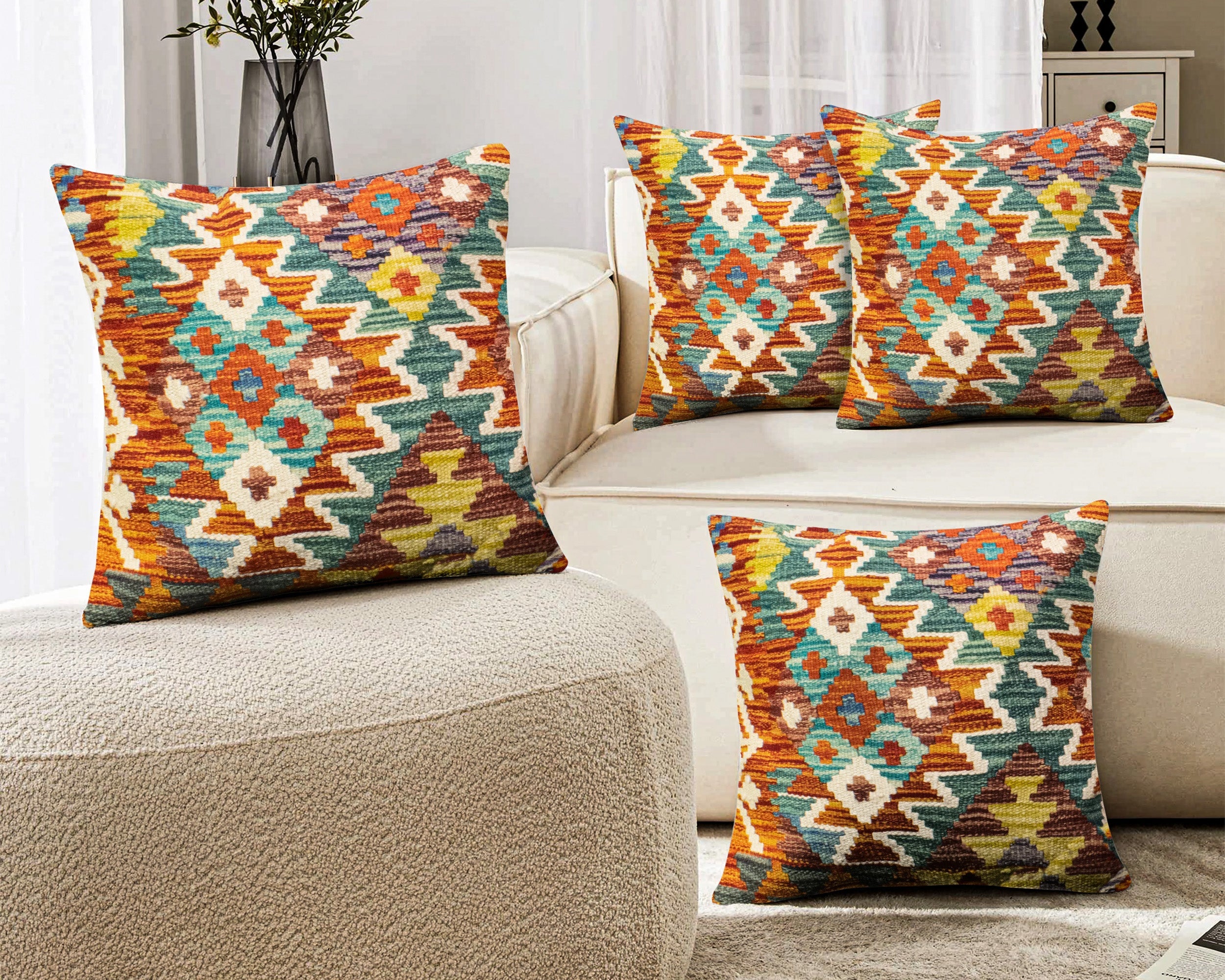Set of 4 Vintage Wool Kilim Pillow - KC 2056 4