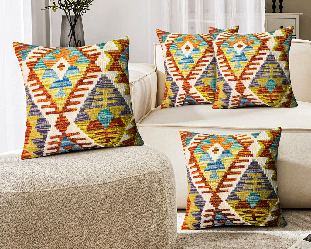 Set of 4 Vintage Wool Kilim Pillow - KC 2074 4