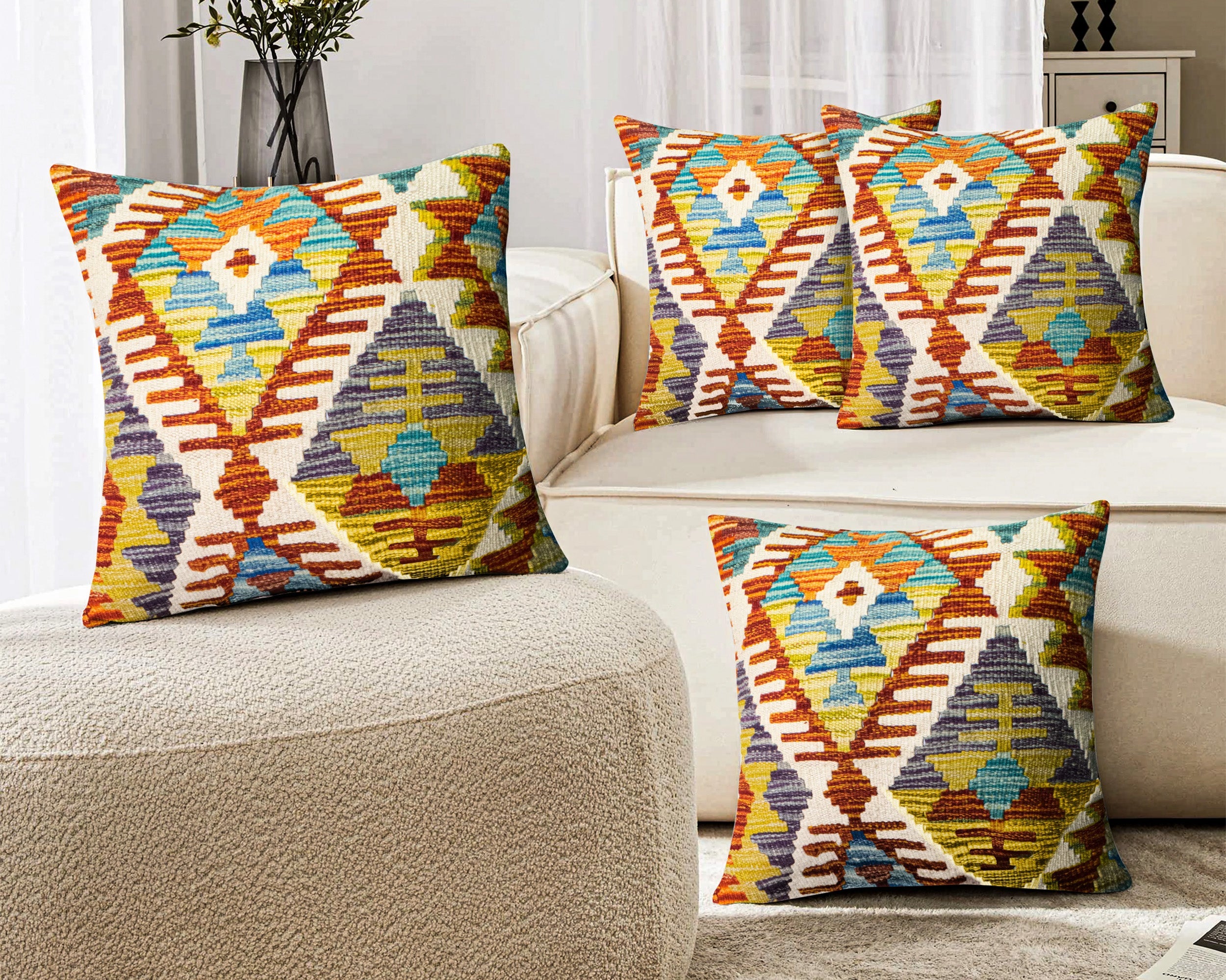 Set of 4 Vintage Wool Kilim Pillow - KC 2074 4