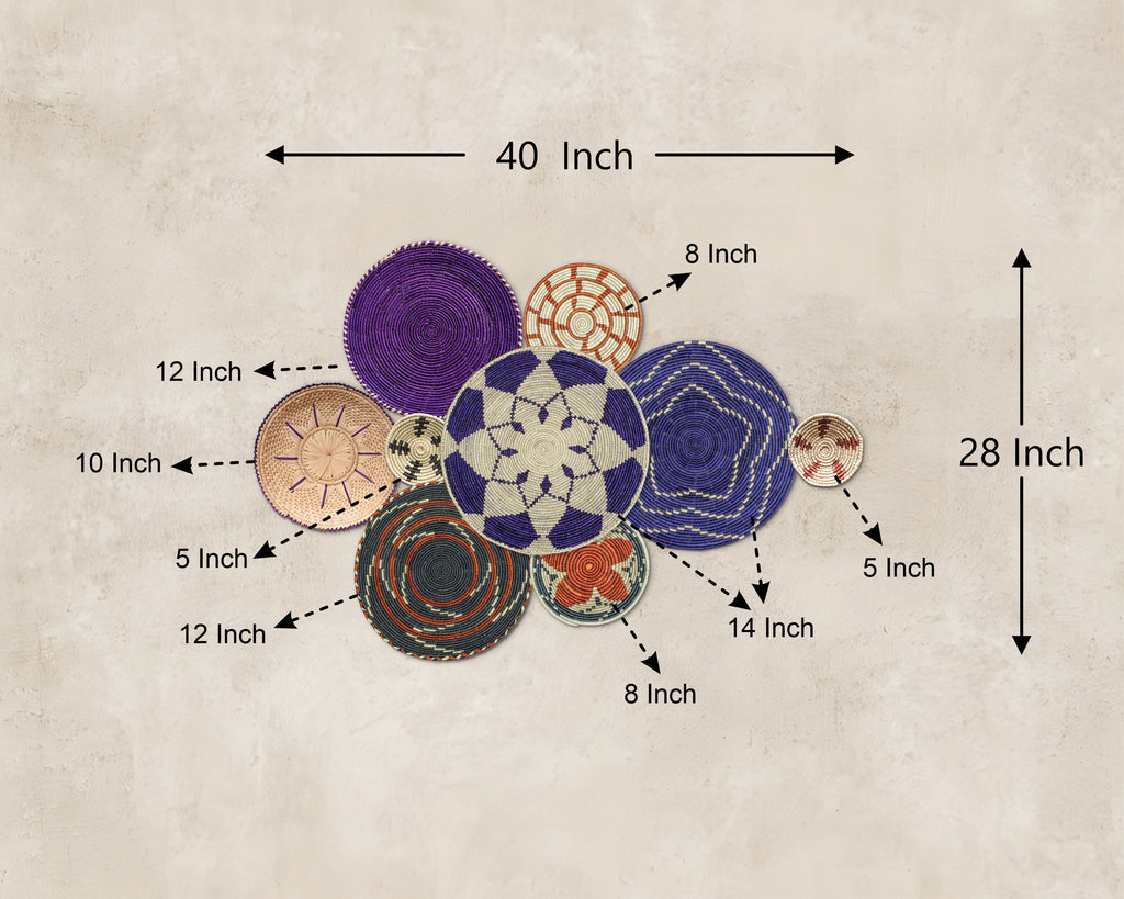 Set of 9 Handwoven wall baskets SET-15-9 N