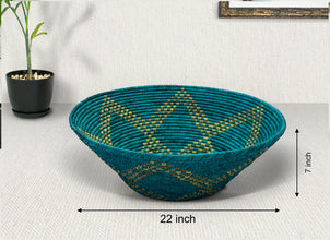 Green Star Navajo Inspired Bowl Basket 22-Inch