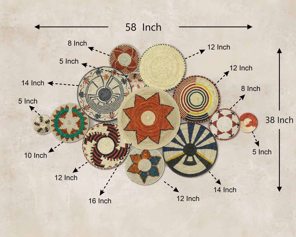 Set of 13 Handwoven wall baskets SET-159-13 N