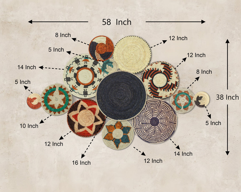 Set of 13 Handwoven wall baskets SET-158-13 N