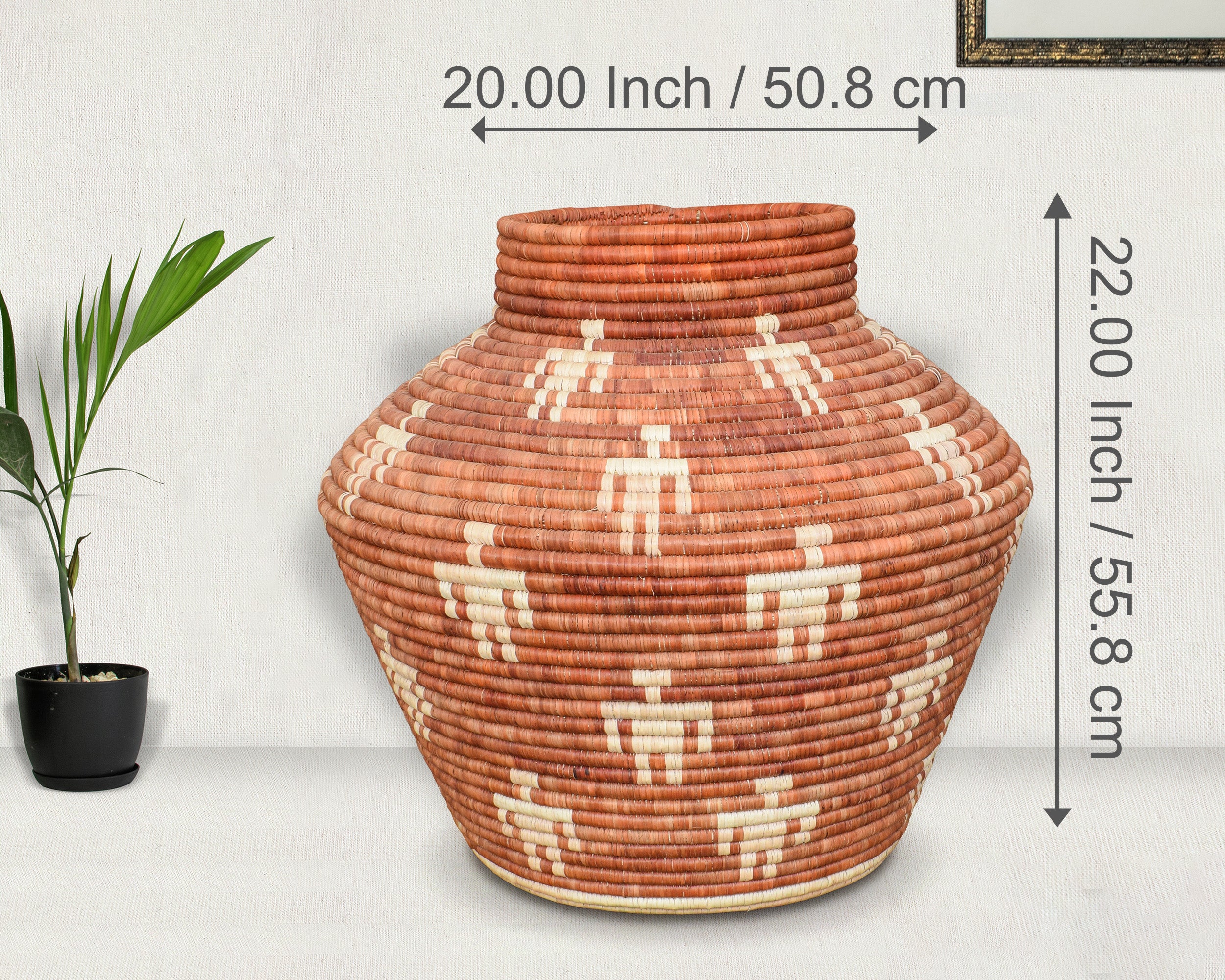 Rustic Tribal Figure Pattern Potter Basket