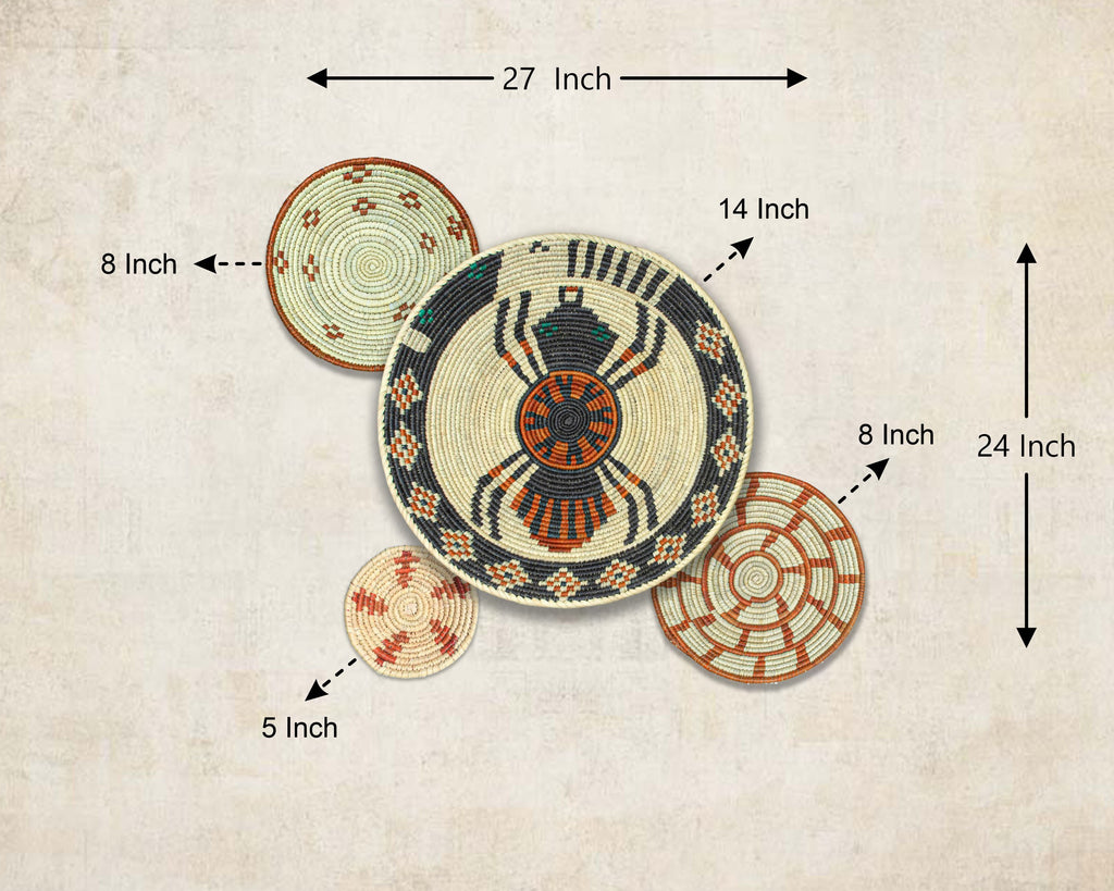 Set of 4 Handwoven wall baskets SET-235-4 N