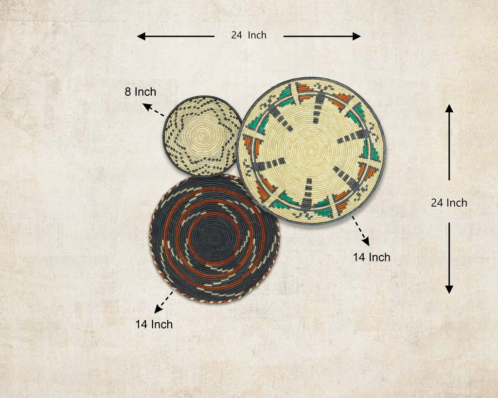 Set of 3 Handwoven wall baskets SET-213-3 N