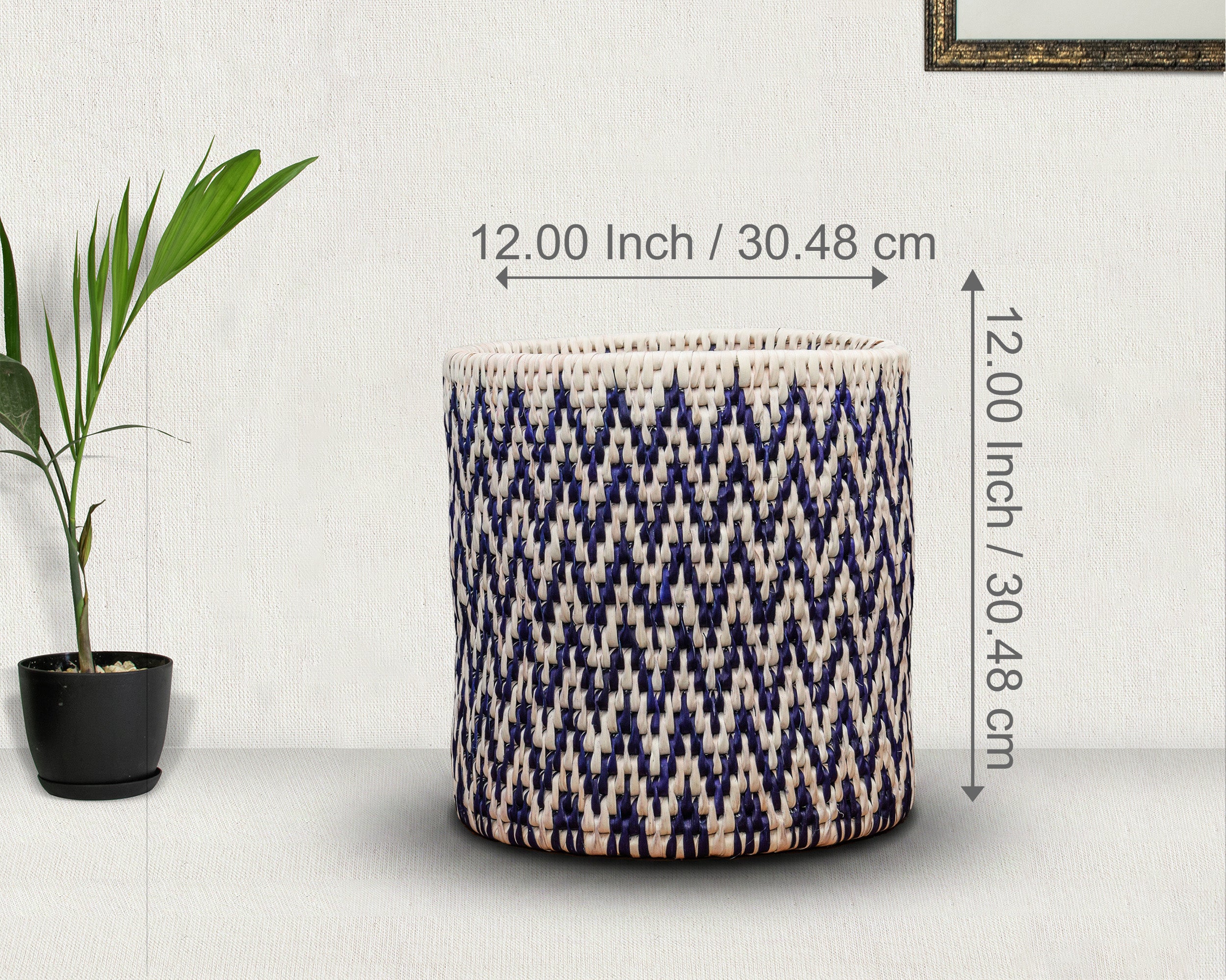 Navy Weave Planter Basket