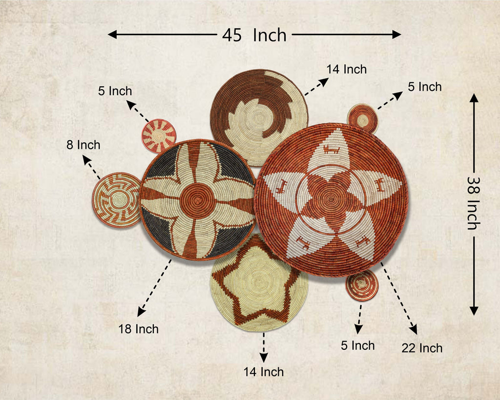 Set of 8 Handwoven wall baskets SET-332-8 N