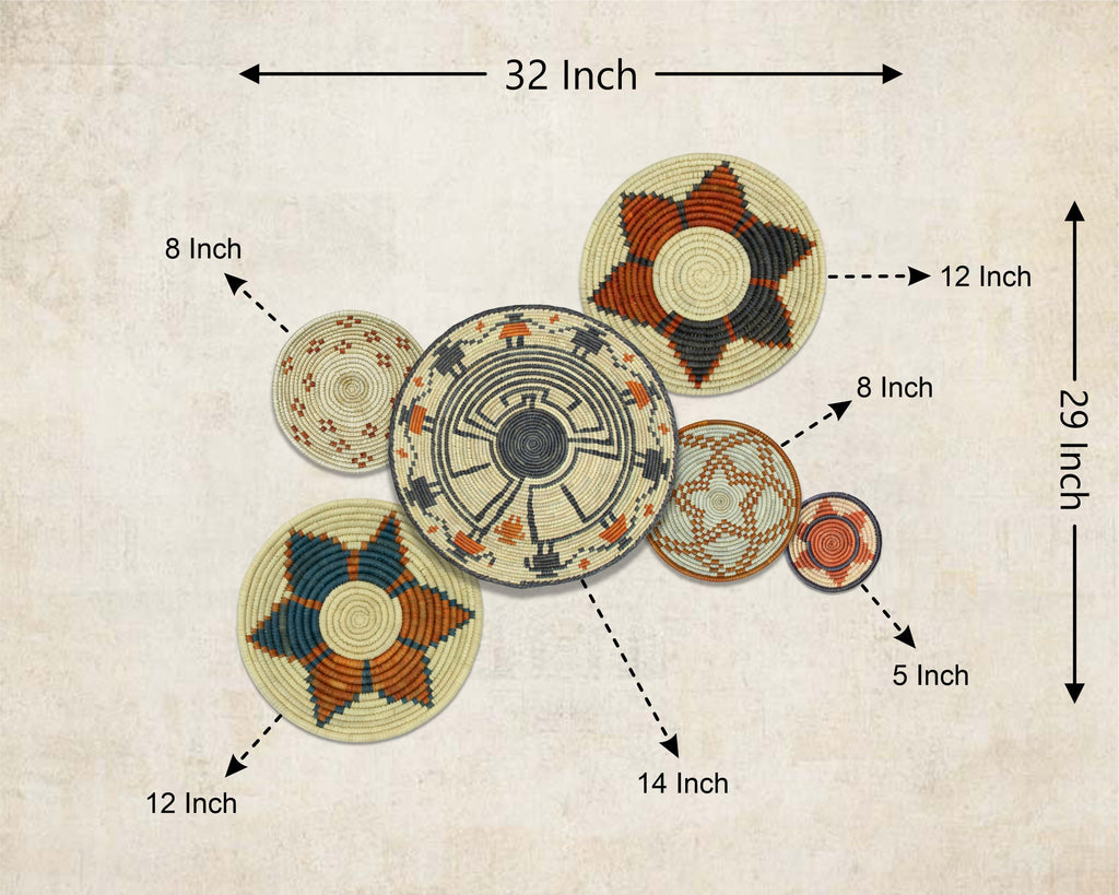 Set of 6 Handwoven wall baskets SET-389-6 N