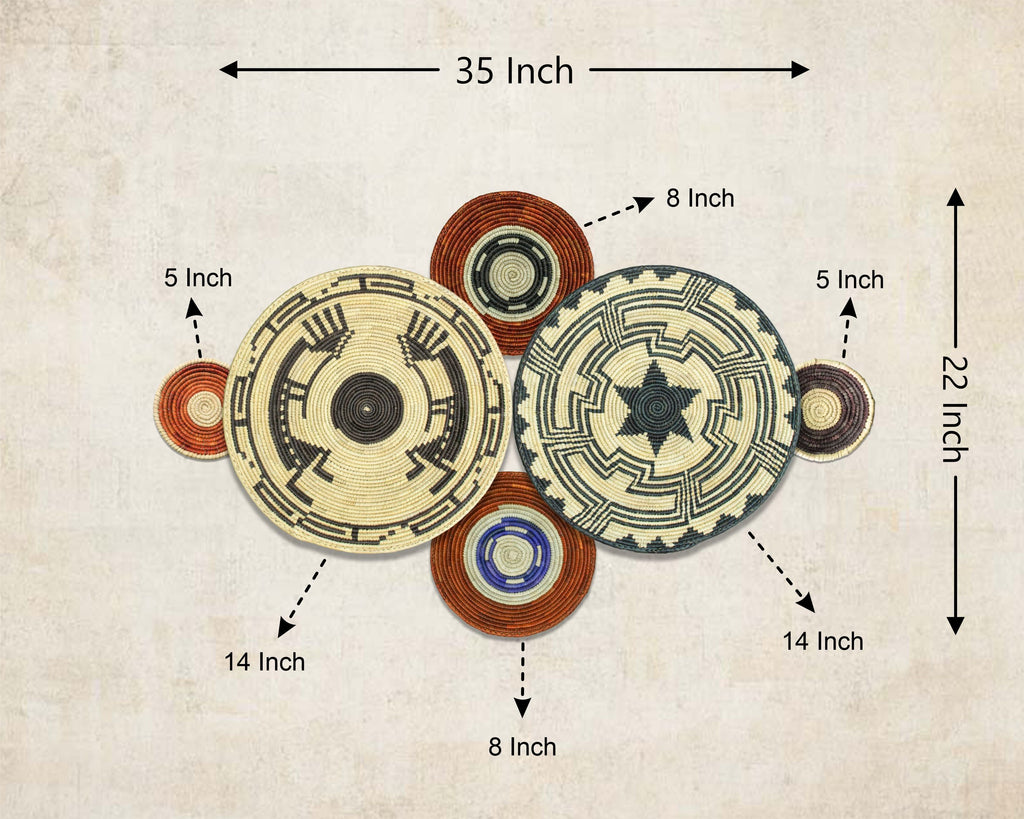 Set of 6 Handwoven wall baskets SET-284-6 N