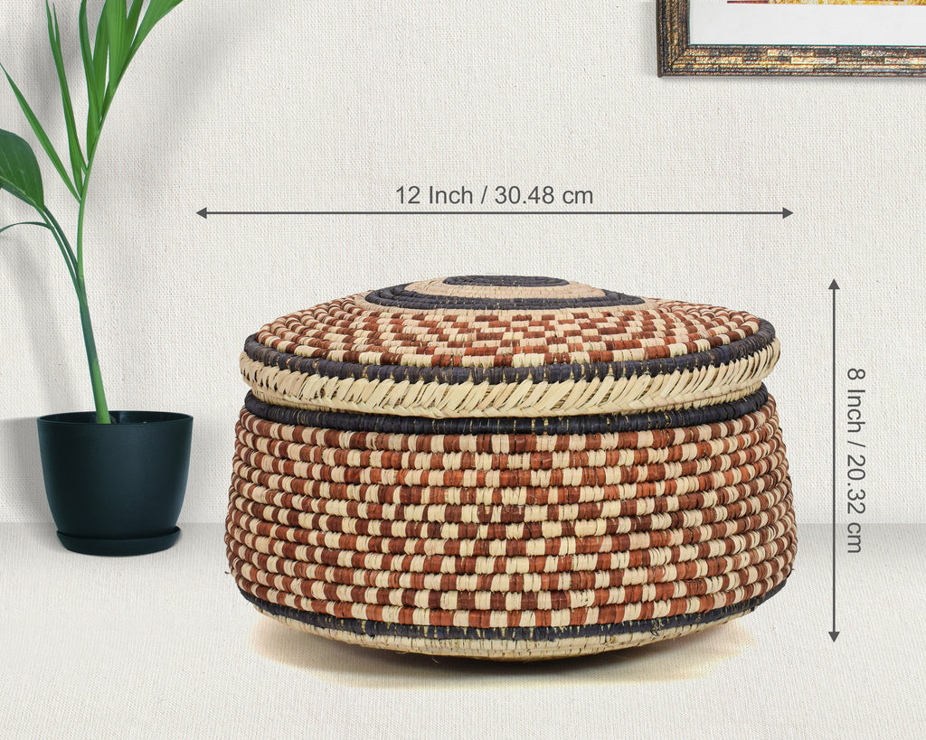 Brown Checkered Lid Basket PR-628-12