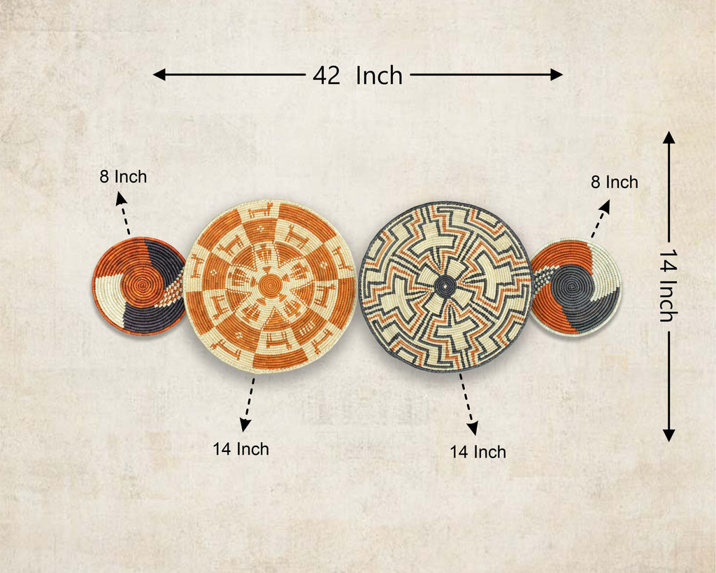 Set of 4 Handwoven wall baskets SET-229-4 N