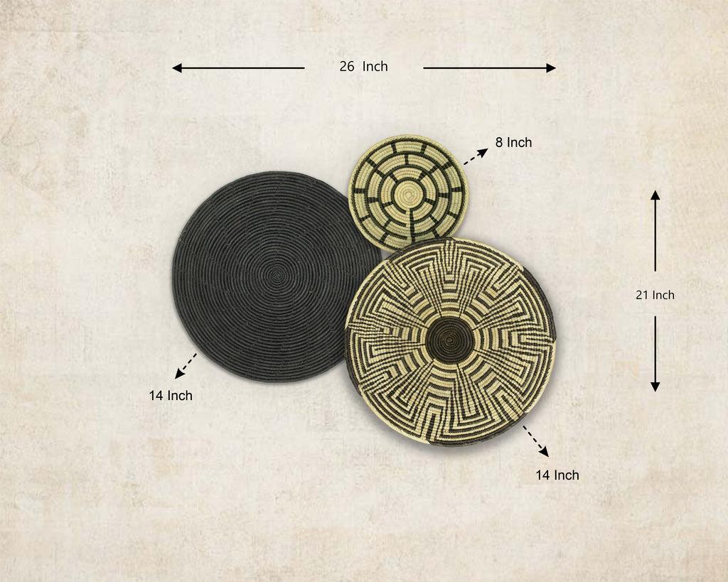 Set of 3 Handwoven wall baskets SET-207-3 N