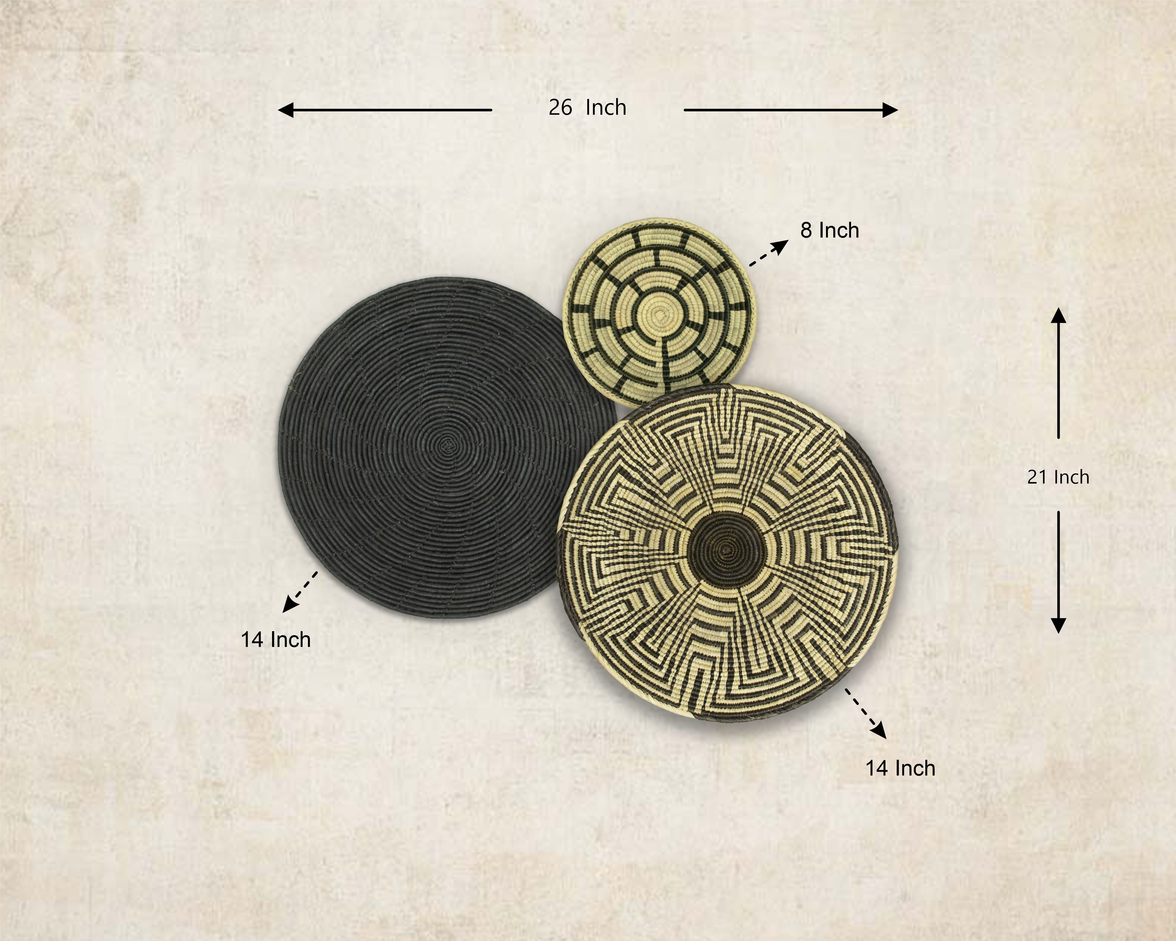 Set of 3 Handwoven wall baskets SET-207-3 N