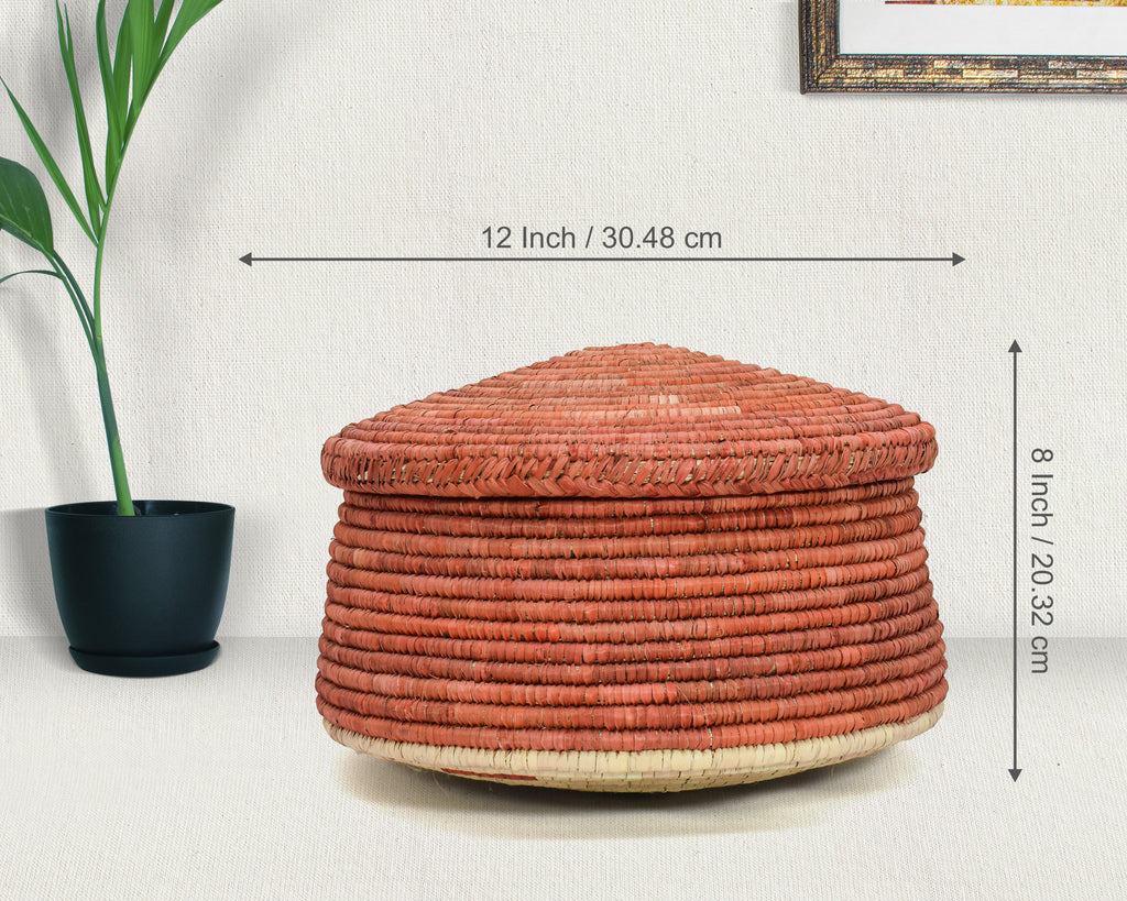 Rust Plain Lidded Basket