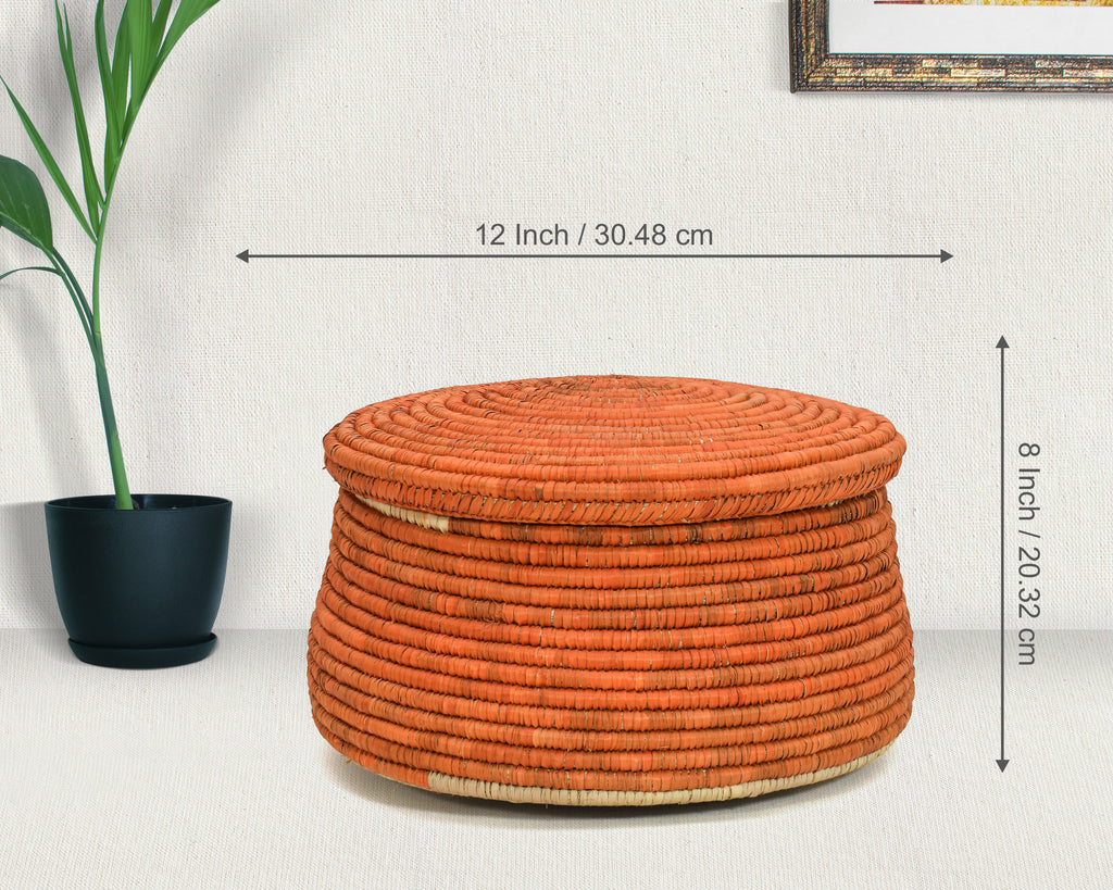 Amber Weave Lidded Basket