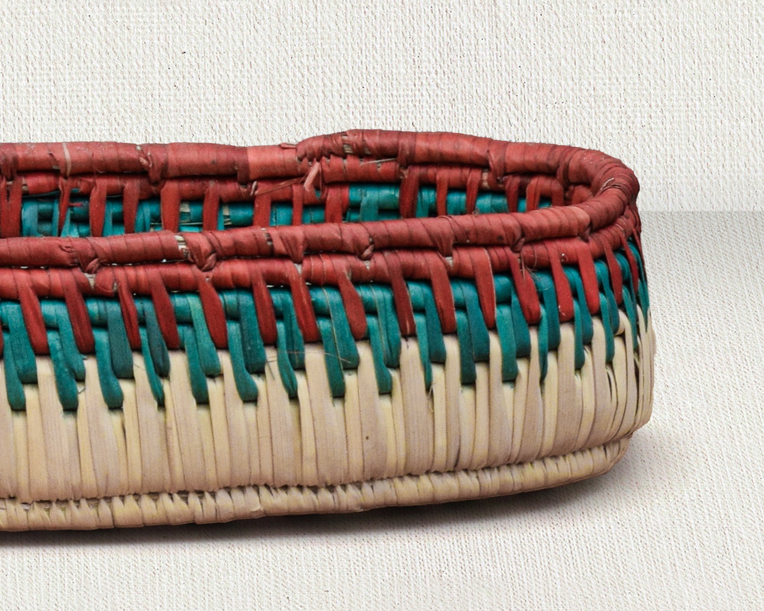 Red & Green Handwoven Oval Tortilla Basket