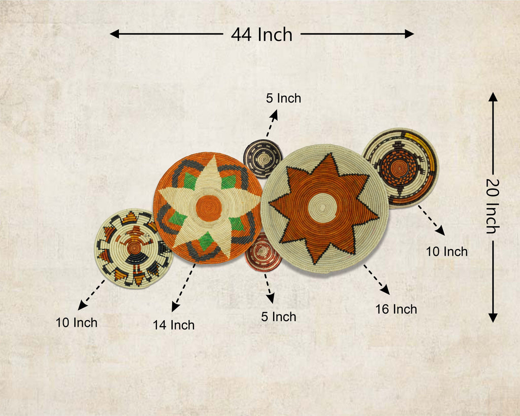 Set of 6 Handwoven wall baskets SET-300-6 N