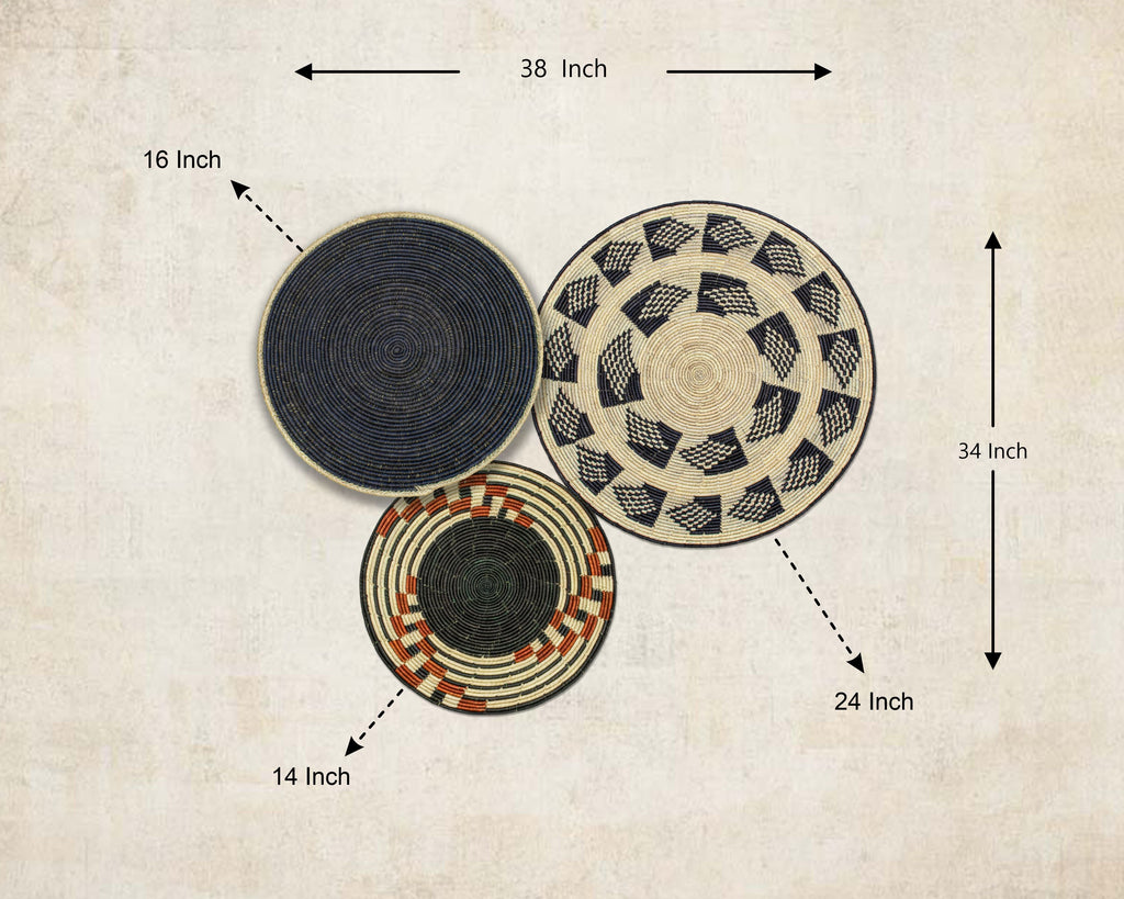 Set of 3 Handwoven wall baskets SET-201-3 N