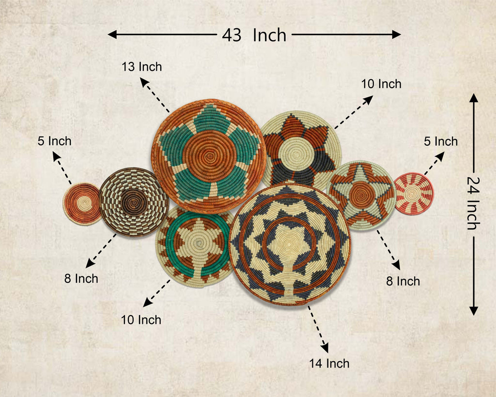 Set of 8 Handwoven wall baskets SET-337-8 N