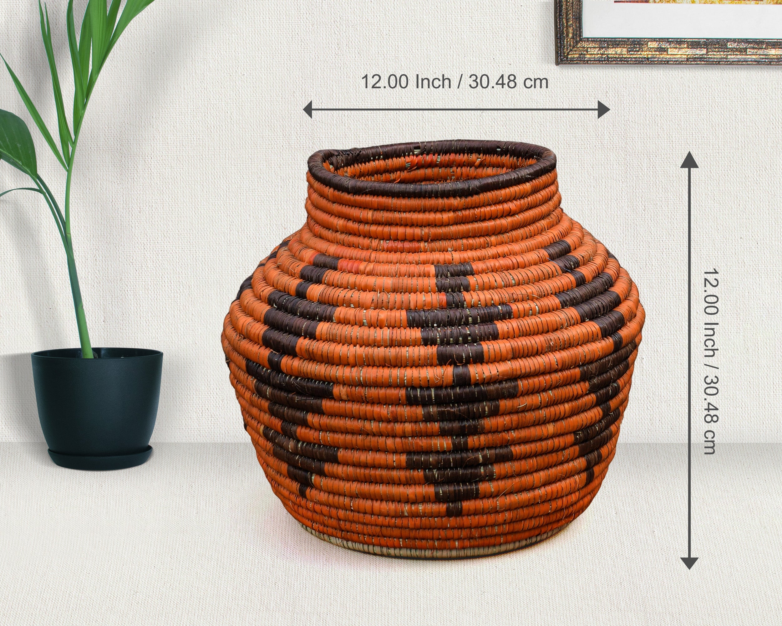 Pumpkin Brown Cross Motif Potter Basket