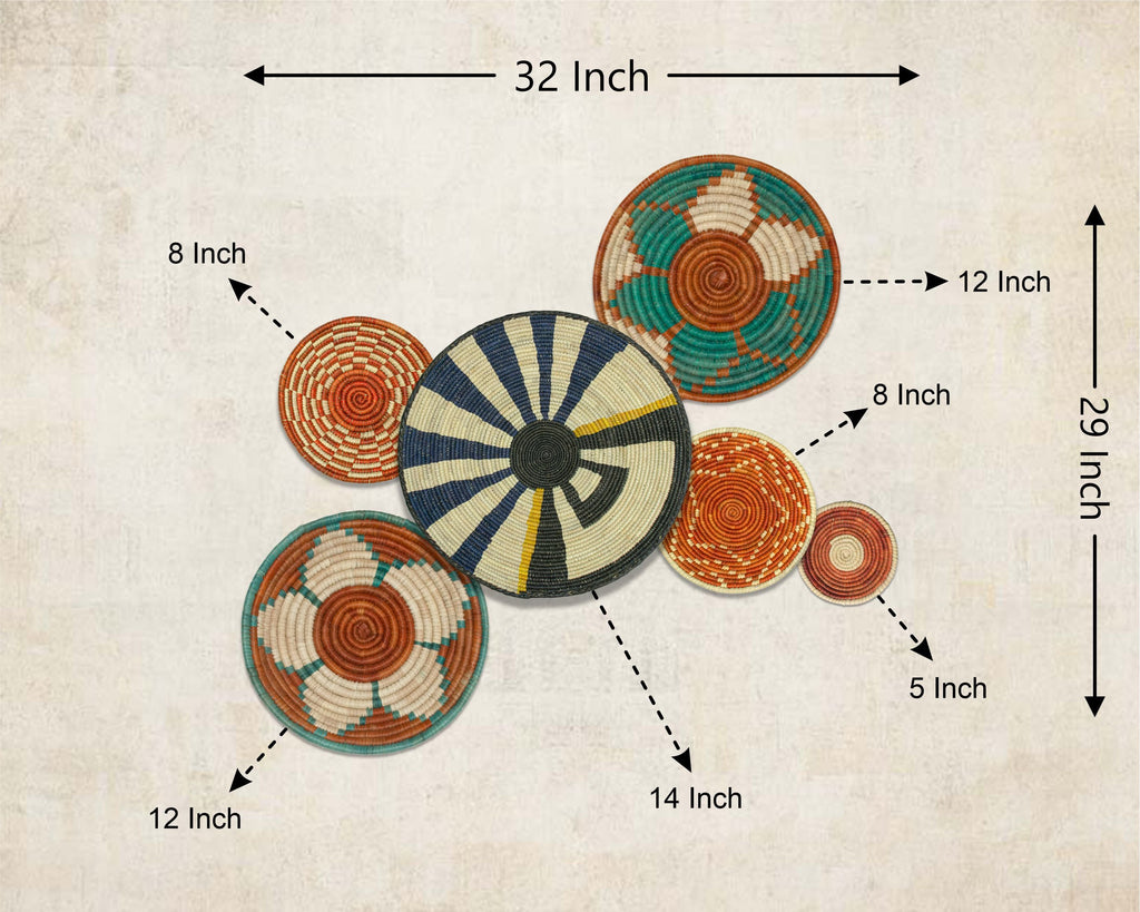 Set of 6 Handwoven wall baskets SET-392-6 N