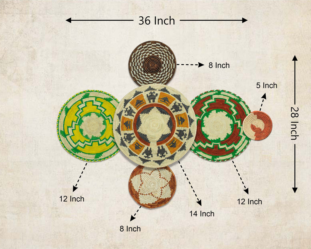 Set of 6 Handwoven wall baskets SET-372-6 N