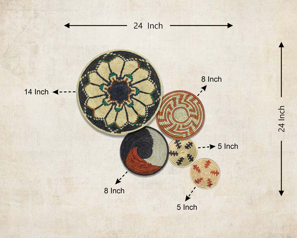 Set of 5 Handwoven wall baskets SET-67-5 N