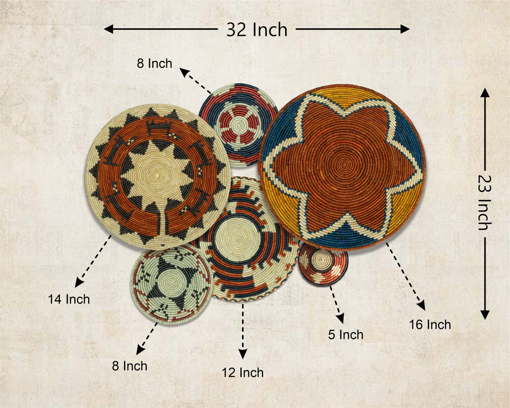 Set of 6 Handwoven wall baskets SET-269-6 N