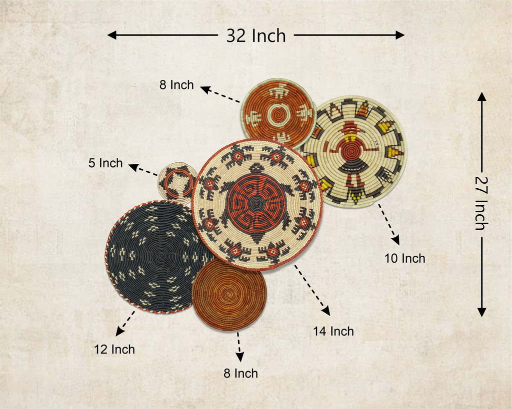 Set of 6 Handwoven wall baskets SET-289-6 N