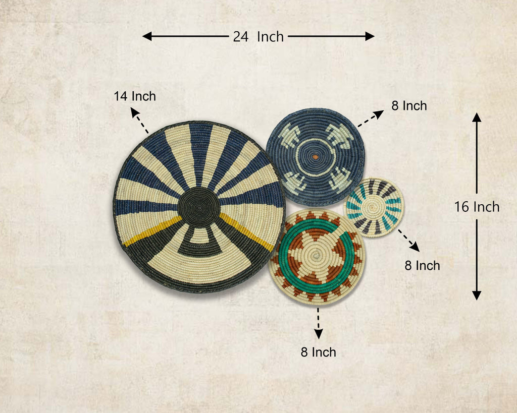 Set of 4 Handwoven wall baskets SET-236-4 N