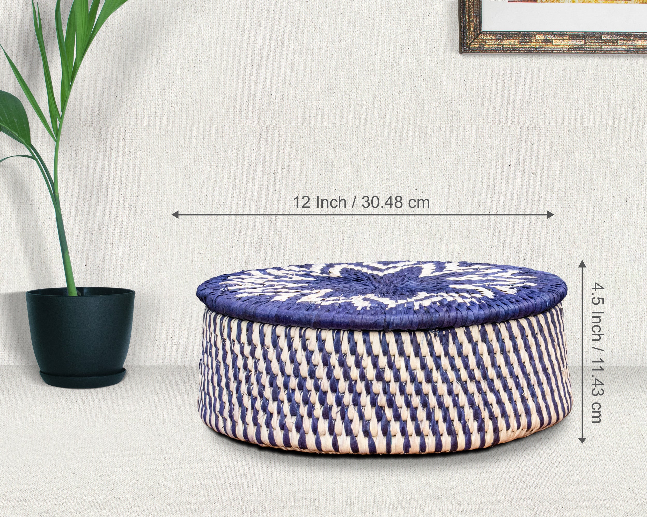 Abstract Feather Burst Basket with Lid