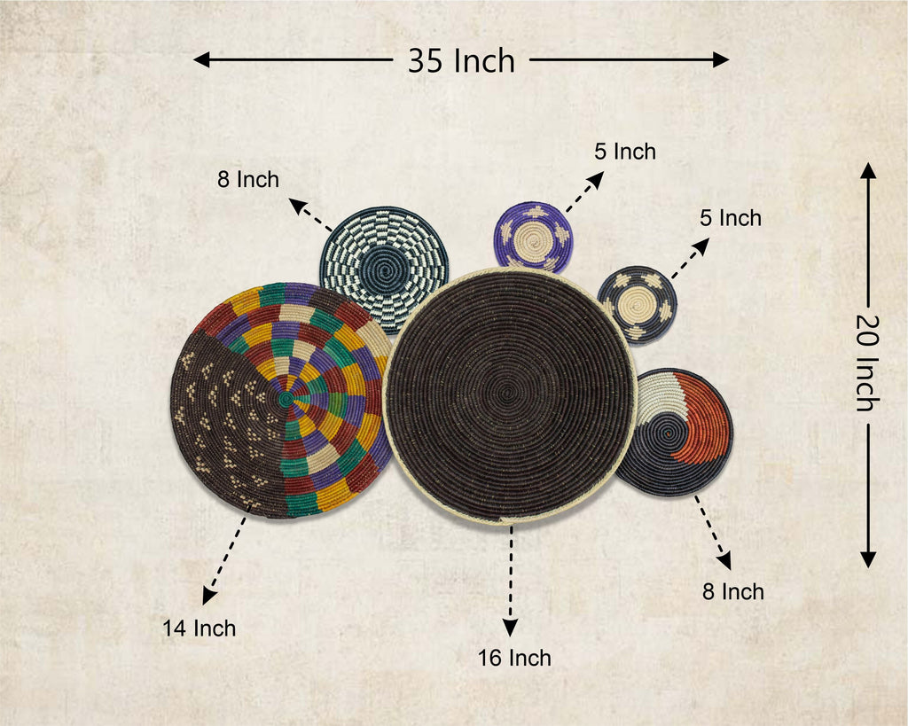 Set of 6 Handwoven wall baskets SET-377-6 N