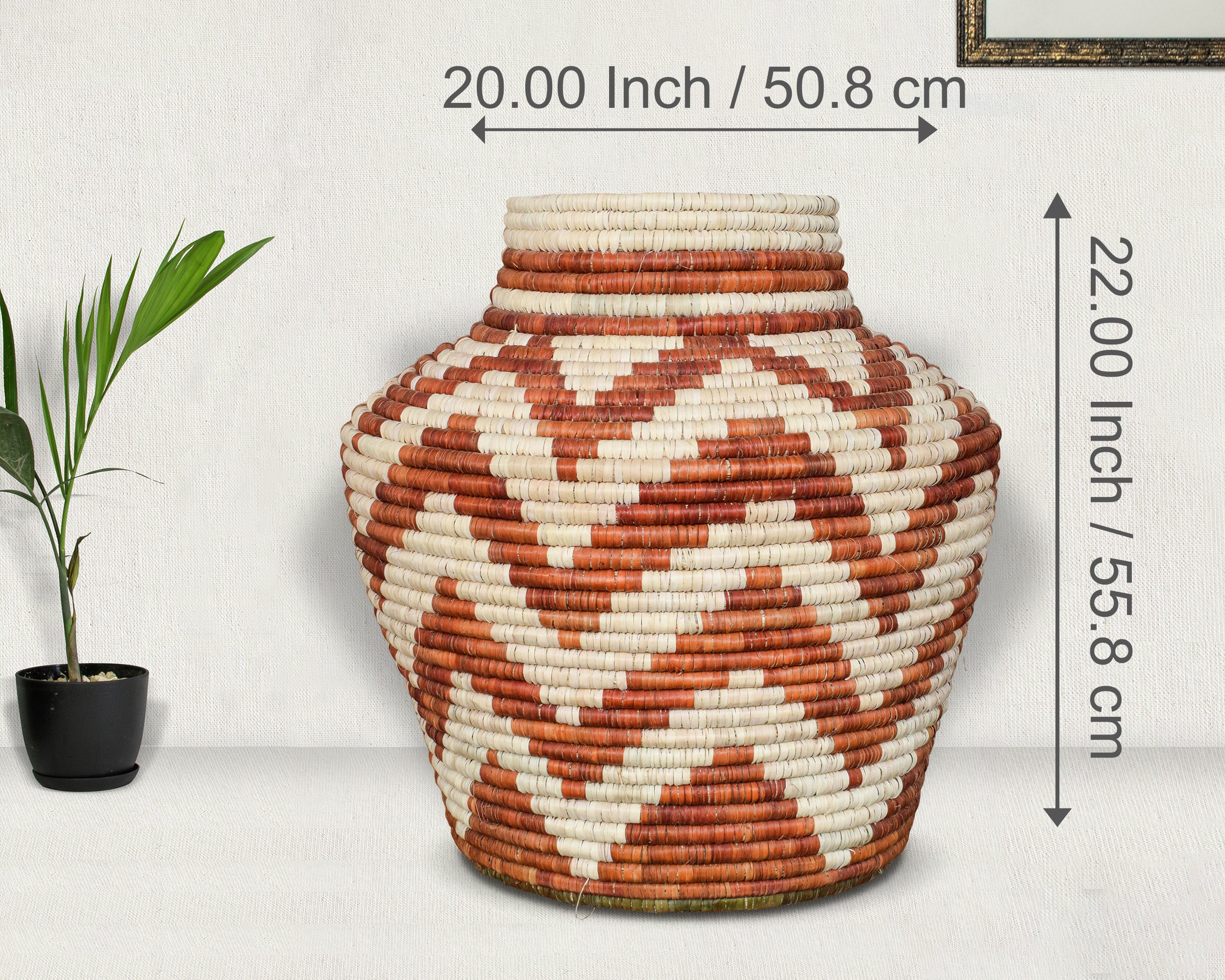 Cream Terracotta Diamond Pattern Potter Basket