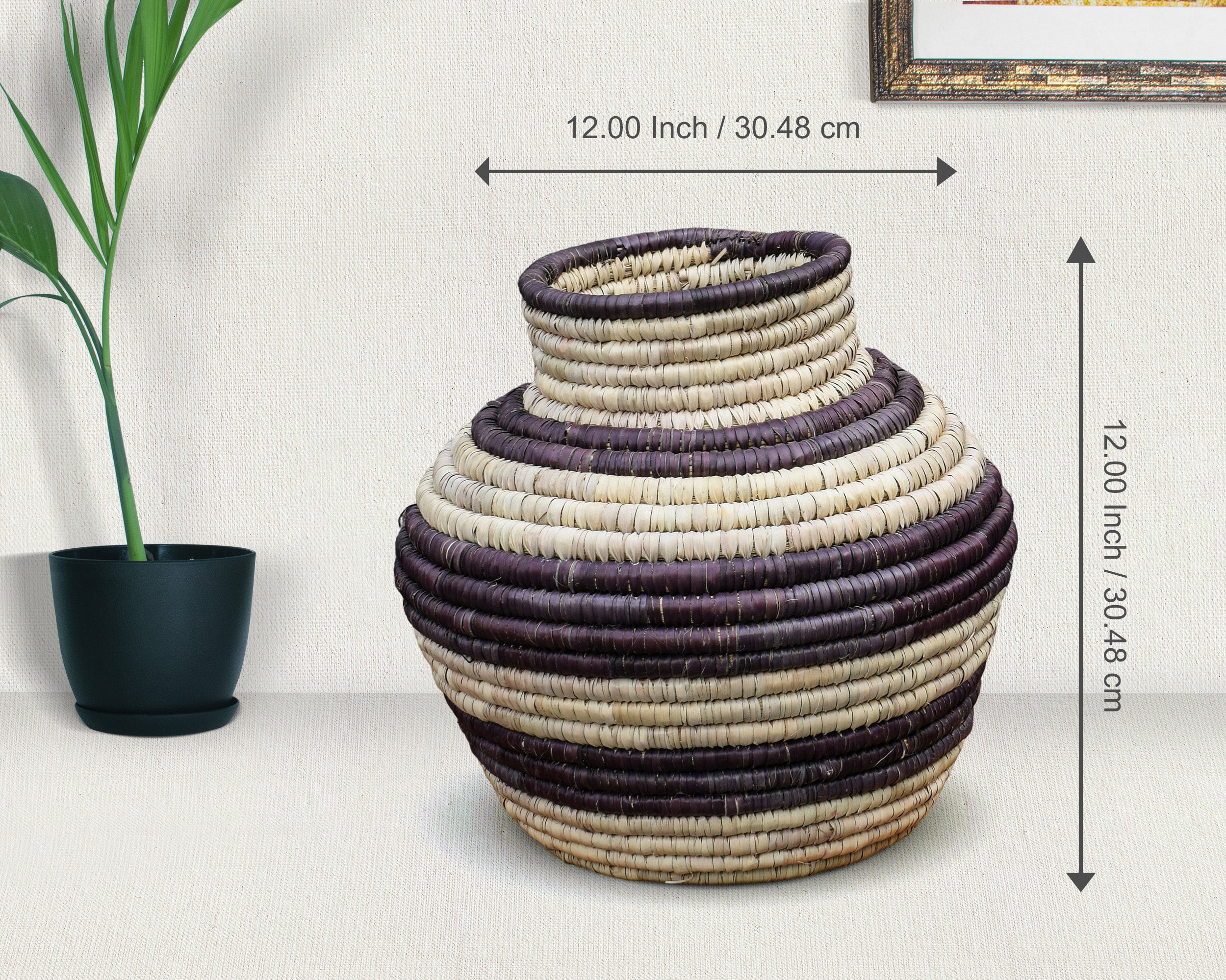 Cream Stripe Scandi Potter Basket
