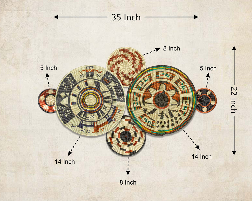 Set of 6 Handwoven wall baskets SET-283-6 N