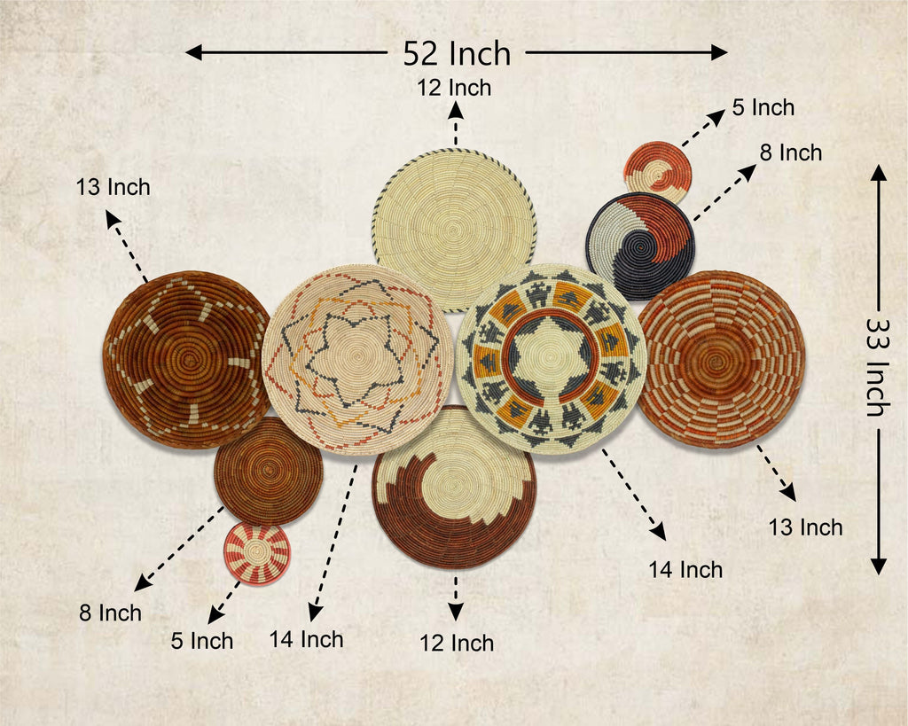 Set of 10 Handwoven wall baskets SET-407-10 N