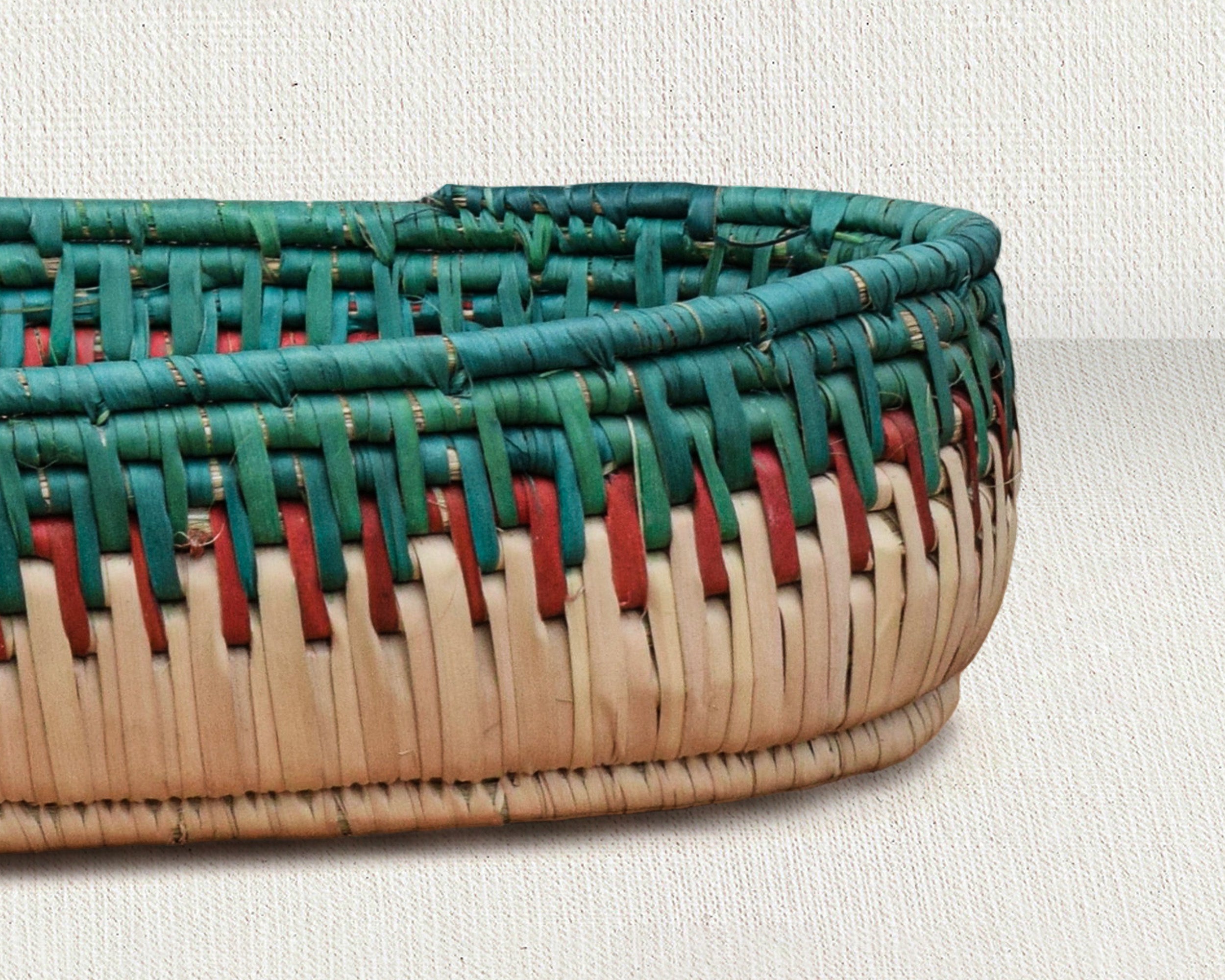 Turqouisse Handwoven Oval Tortilla Basket