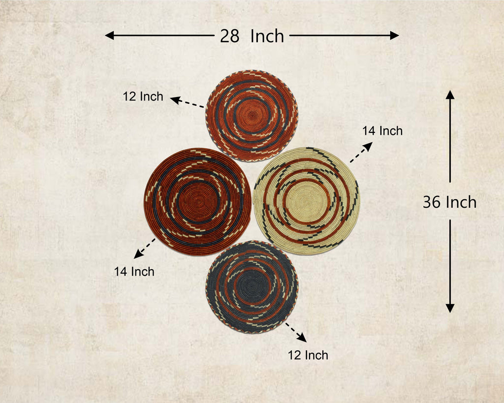 Set of 4 Handwoven wall baskets SET-228-4 N