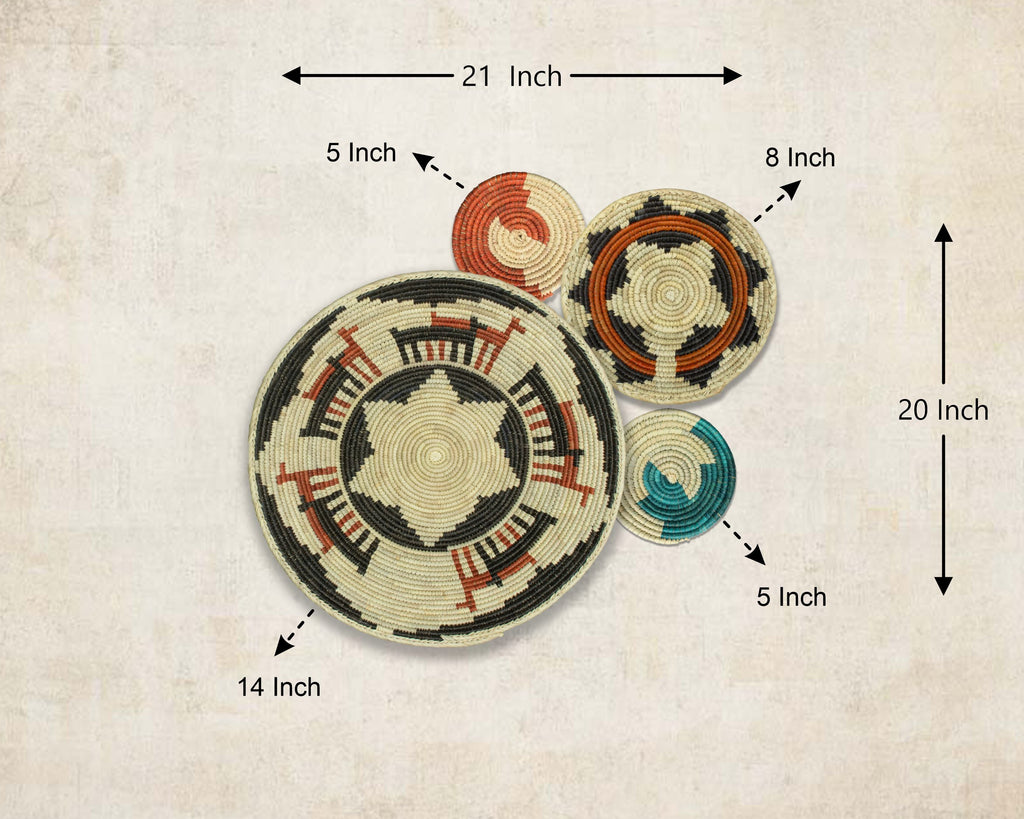 Set of 4 Handwoven wall baskets SET-234-4 N