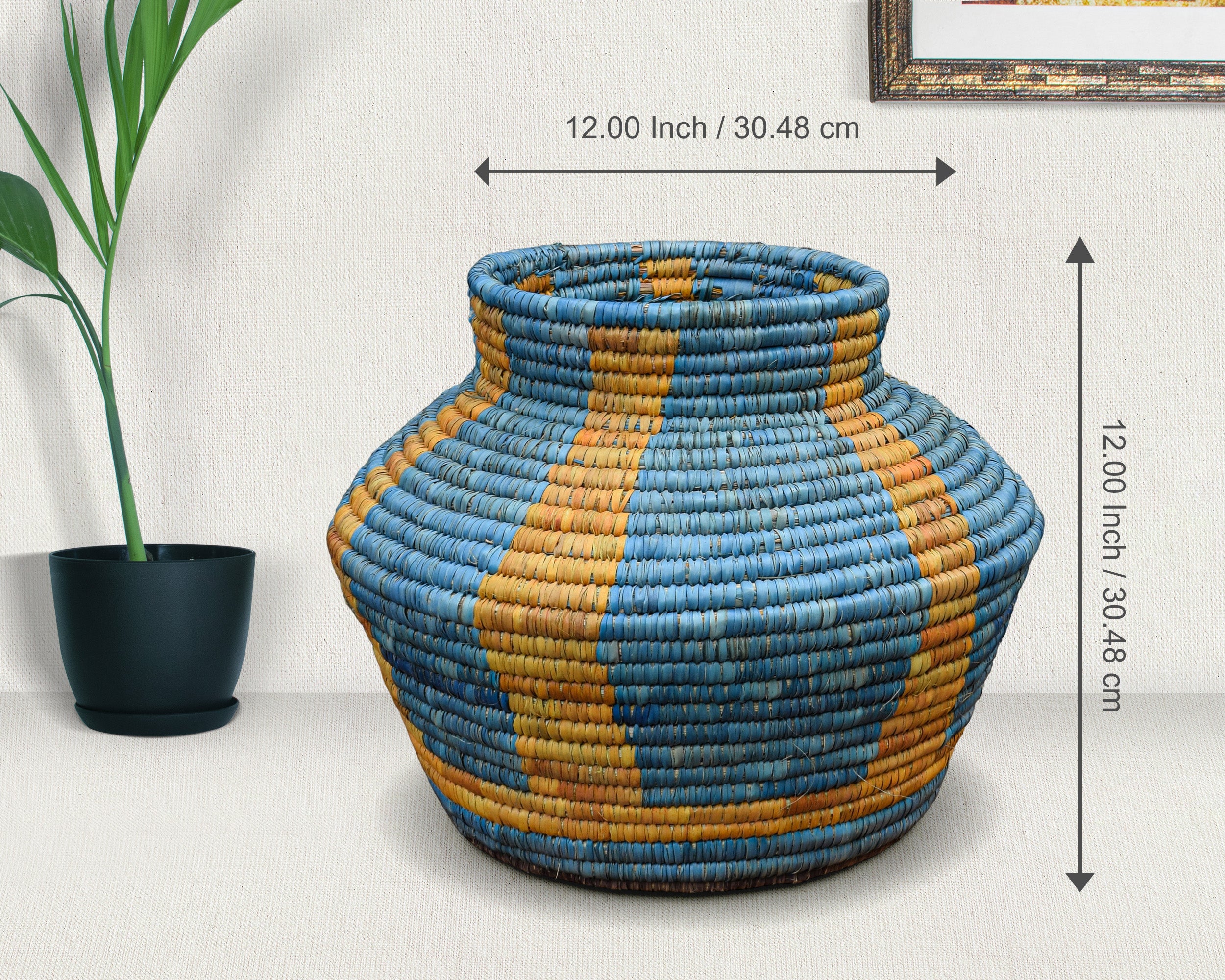 Periwinkle Blue Amber Potter Basket