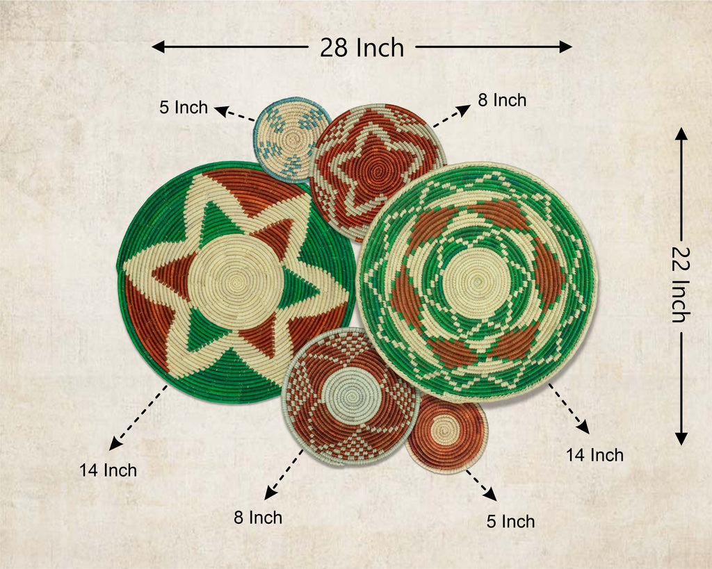 Set of 6 Handwoven wall baskets SET-381-6 N