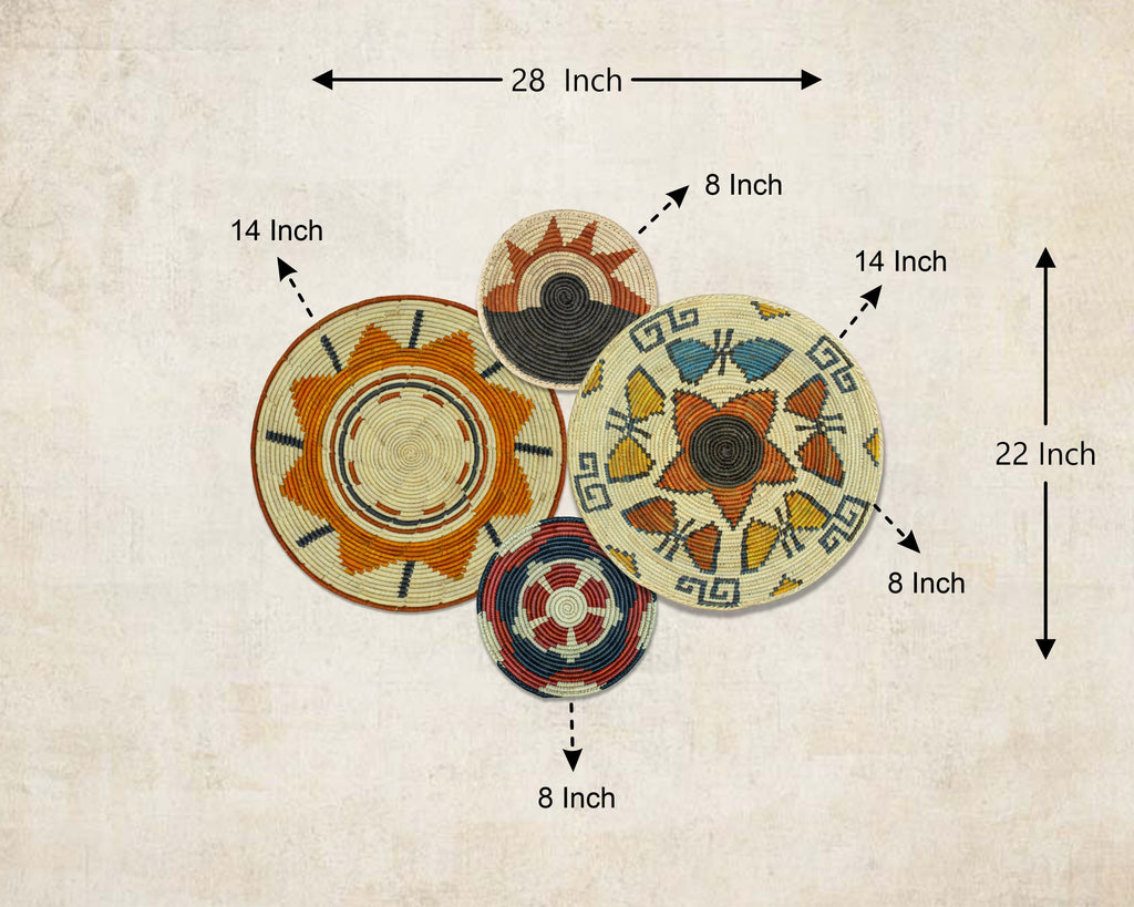 Set of 4 Handwoven wall baskets SET-237-4 N