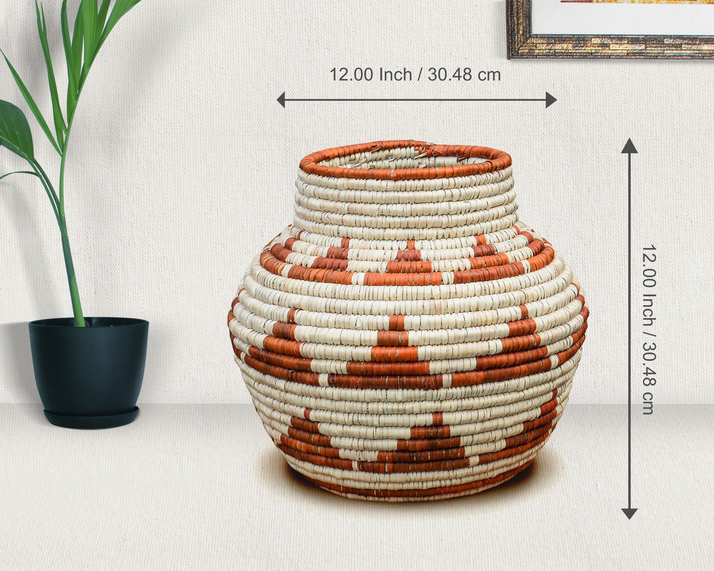 Terracotta Arrow Chevron Pattern Potter Basket
