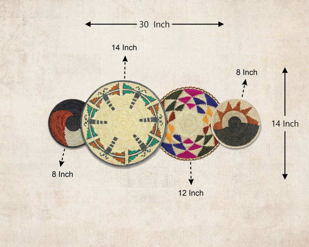 Set of 4 Handwoven wall baskets SET-240-4 N